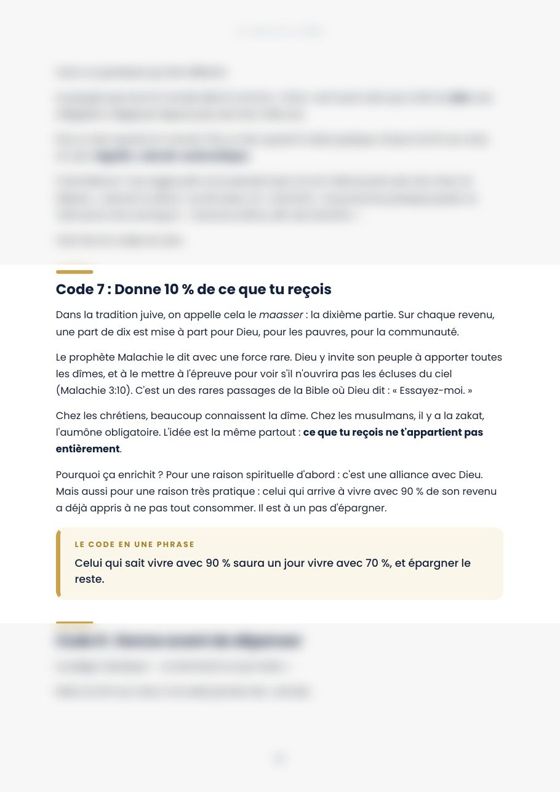 Page du livre : code 7