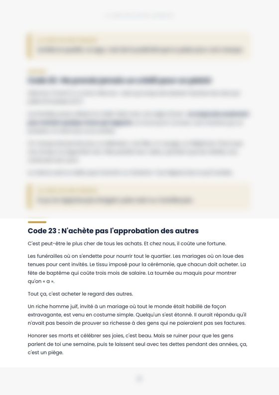 Page du livre : code 23